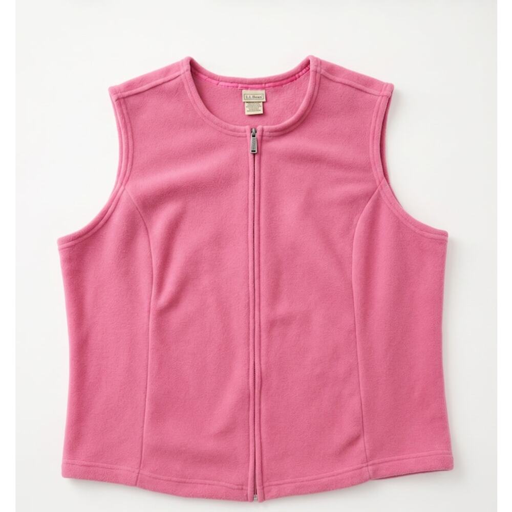 L.L.Bean Women’s 1X Polartec Fleece Vest Pink Full Zip Sleeveless Jacket